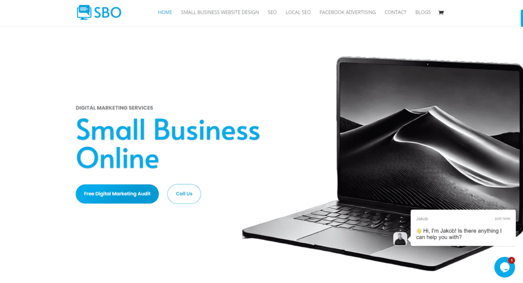 the homepage of a business site