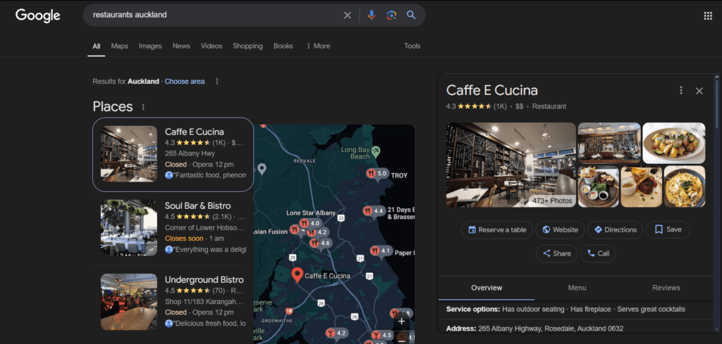 Google Business Profile In Auckland For local seo Restaurants